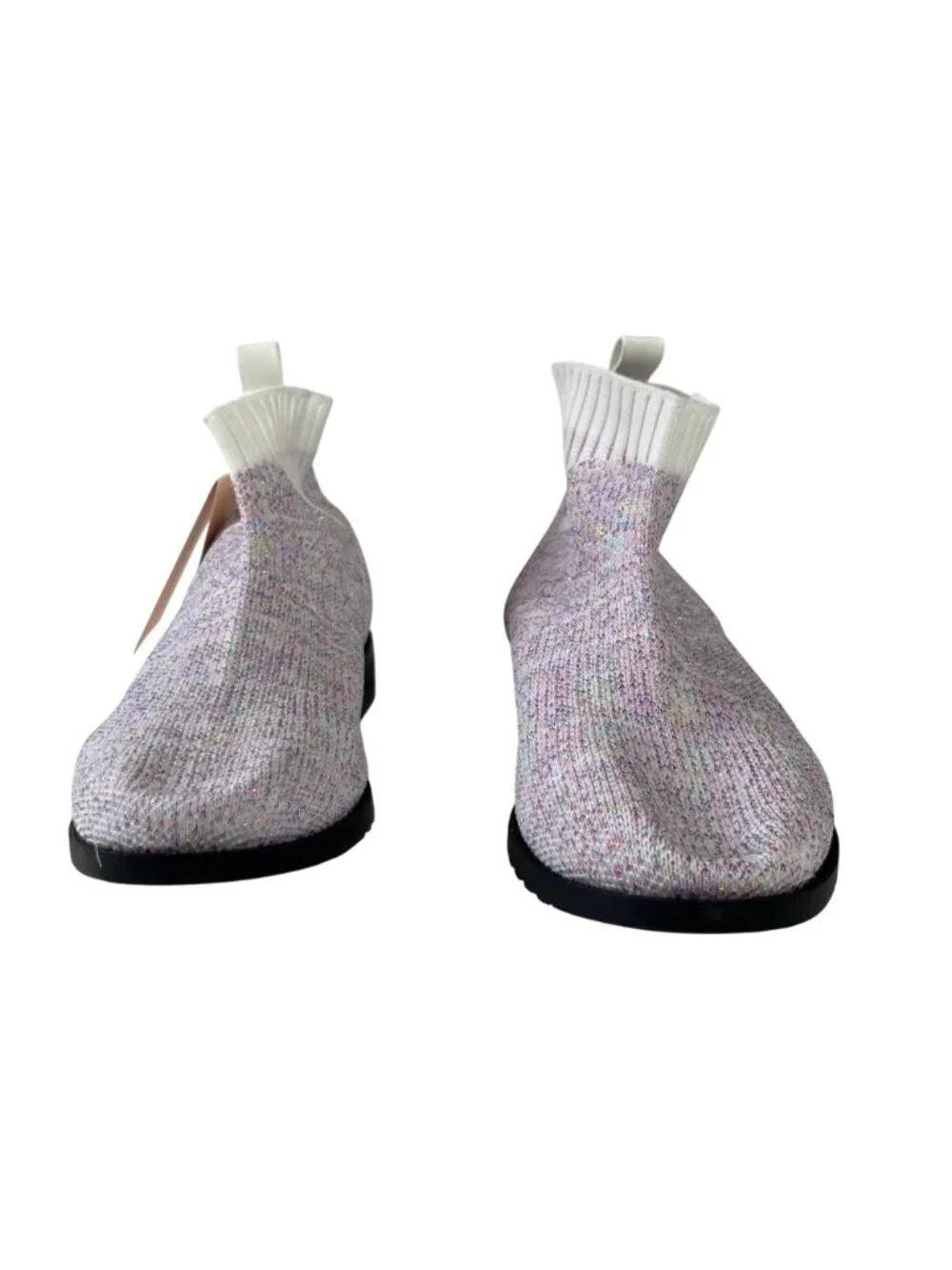 IceUnicorn Sparkly Knit Ankle Boots Girls Size 34 US Size 3 New Pull Tabs